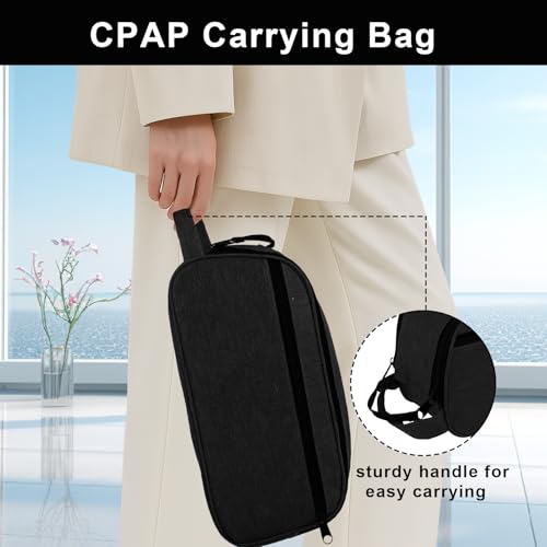 CPAP-Reisetasche, Aufbewahrungstasche für Beatmungsgeräte für AirMini CPAP Gerät und Zubehör, CPAP-Tasche für unterwegs, Aufbewahrung für CPAP-Geräte auf Reisen, Organizer für CPAP Zubehör(Schwarz)