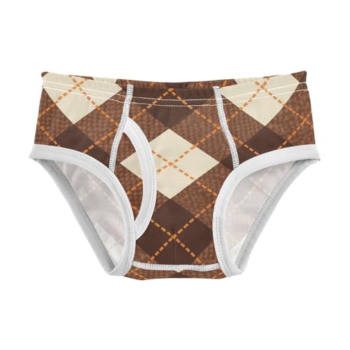 KLL Houndstooth Brown Classical Boys Toddler Cotton Training Underwear Cute Children Undies