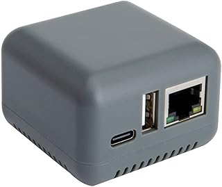 LOYALTY-SECU Network USB Print Server Adapter Supports 10/100Mbps Ethernet to USB 2.0 Printer LPR Windows 11 Printing (RJ45+WiFi+Gray Color)