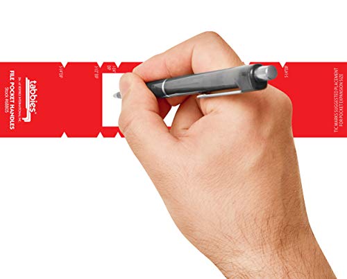 Tabbies File Pocket Handles, 9.63 X 2, Red/White, 4/Sheet, 12 Sheets/Pack #TOP1