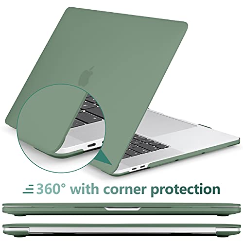 Dongke For Macbook Pro 13 Inch Case 2022 2021 2020 Release Model: A2338 M2/M1 A2251 A2289, Plastic Hard Shell Case & Keyboard Cover Only Compatible With Macbook Pro 13 Touch Bar, Midnight Green #TOP4