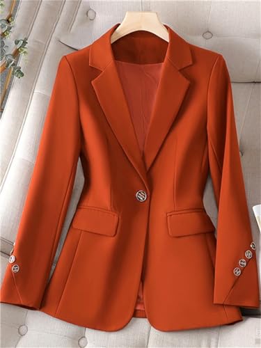 Black Blazers for Women Office Single Button Coats Vintage Long Sleeve Lapel Jacket4