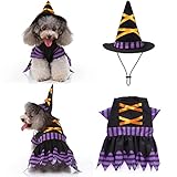 Yoption Disfraz de bruja para perro y gato con sombrero mágico, para mascotas, Halloween, Navidad, cosplay, con capucha, ropa divertida para cachorros y perros (S)