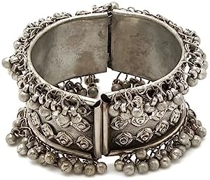 YouBella Jewellery for Women Celebrity Inspired Oxidised Silver Plated Cuff Bracelet Bangle for Women and Girls, 2.6, Brass, No Gemstone