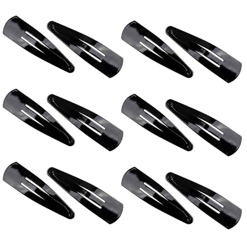 Image of Glaze Black Glossy Finish Tic Tac Hair Clips, Small Size, Pack of 12