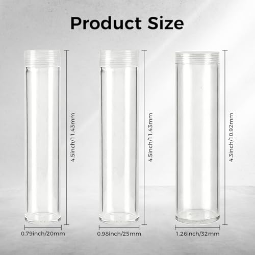 Tubos plásticos transparentes para monedas 36 pcs miniatura 2