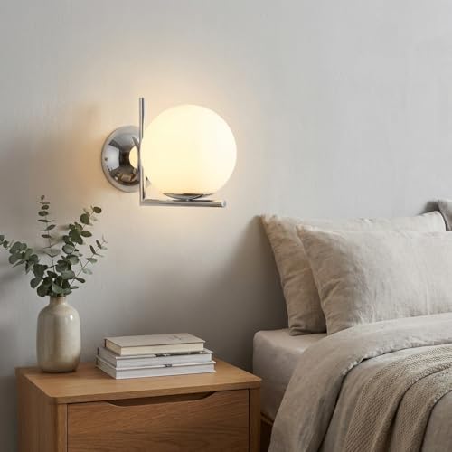 Aplique de pared bola de cristal blanco y lámpara interior vintage E27 2