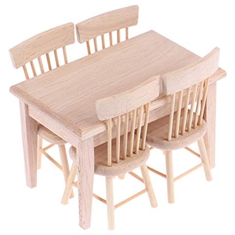 Scoutteemo 5 Stück Puppenhaus Möbel Holz Spielzeug Set 1 Cover