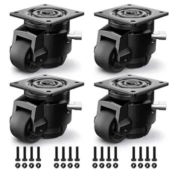 4 Pack Heavy Duty Adjustable Casters with Swivel Plate, Supports Up to 2200 lbs