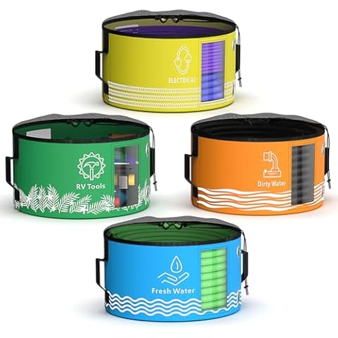 RISTOW 4 Pack RV Hose Storage Bag, Waterproof Sturdy RV Accessories Storage Bags for Sewer Hoses, RV Utility Bag for 4 Colors Organization, Store Your Fresh Water Sewer Hoses Cover