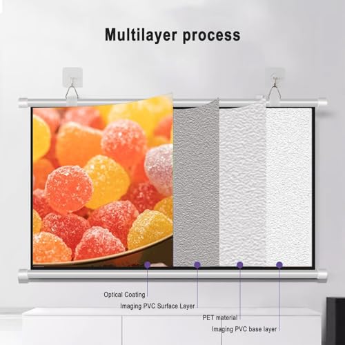 Pantalla de proyector manual retráctil 72" 4:3 negra miniatura 2