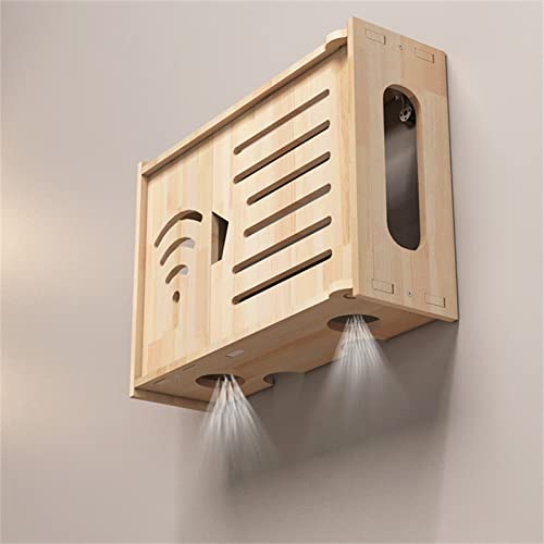 Cable Router Organizer Shelf For Storing Wifi Router And Tv Set Top Box, Wood Cable Organizer Storage Rack Decorative Box Wall Mount (Color : 34X10X24Cm) #TOP4
