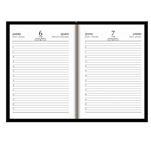 Agenda Diária Capri Couro Preta 2021 Foroni