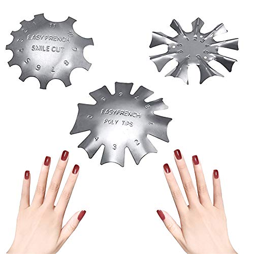 Schneespitze 3 Pcs Fournitures De ModèLe De Clou,Perte d'orteil Anneau plaque de manucure Nail Art Nail Art Plate Modèle Smile Line Trimmer Easy Gel Acrylique French Smile Line