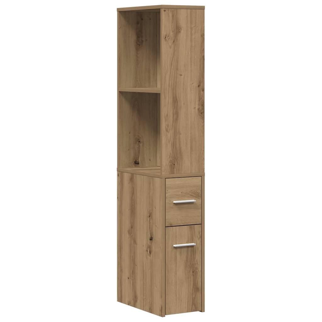 vidaXL Armario de baño estrecho con ruedas, armario de almacenamiento de madera de roble artificial
