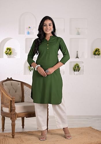 Image of Armiya Rayon Solid Straight Kurta /Kurti for Women & Girls