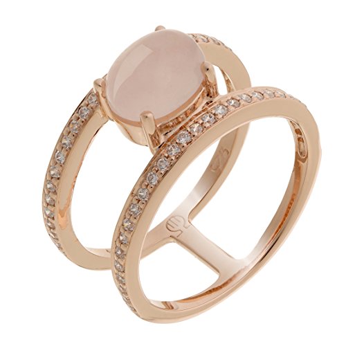 Bague ovale en argent 925 Orphelia ornée de zirconias roses scintillants