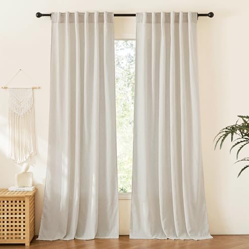 RYB HOME Linen Curtains 84 inches for Living Room, Semi