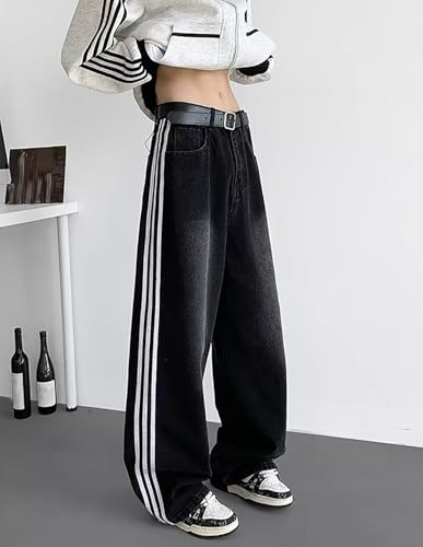 Men's Baggy Jeans Y2K Striped Design Low Rise Straight Leg Casual Fashion Emo Grunge Denim Pants Harajuku Streetwear2