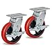 HANDSAMMU 6 Inch Casters -1200 lbs Capacity Per Caster, Polyurethane Tread(Crowned) on Cast lron-Roller Bearing, Top Plate 4