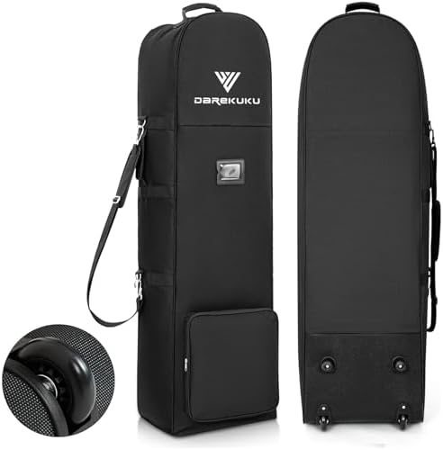 DAREKUKU Gepolsterte Golf-Reisetaschen mit Rollen, 900D strapazierfähiges Oxford-Gewebe, verschleißfest, weiche Seiten, faltbar, Golfschläger-Reiseabdeckungen für Fluggesellschafte