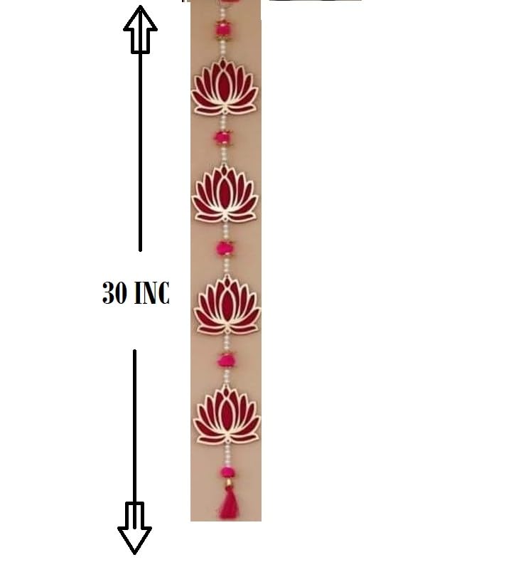 1 Pair of Resa Lotus Latkan with 4 Bell Lotus Hanging Combo Wall Hanging Gift Decorative Showpiece for Diwali,Home Wall Decor Temple. (1 Pair Resa Lotus Hanging with 4 Bell Lotus Hanging) 2