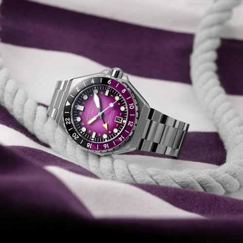 Image of Spinnaker Dumas Men's Automatic GMT Dive Watch - Seiko NH34 Movement, 44mm Stainless Steel Case, Water Resistant 300m, Stainless Steel Bracelet, SP-5119