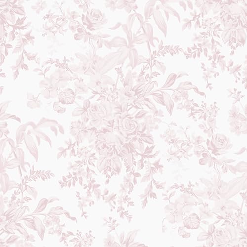 Heroad Pink Peel and Stick Wallpaper Toile Floral Contact Paper Boho Leaf Removable Wall Paper Self Adhesive Stick On Wallpaper for Girls Bedroom Bathroom Renter Friendly Vinyl Roll 17.3X78.7