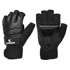 KAIWENDE-Half-Finger-Kickboxing-Gloves-Also-Fit-for-Taekwondo-SparringTraining-Light-Workouts-Muay-Thai-Martial-ArtsKarav-MAGAKarateShadow-BoxingCardio-Kickboxing-ClassCombat-Class Half Finger Kickboxing Gloves - Also Fit for Taekwondo Sparring,Training Light Workouts, Muay Thai, Martial Arts(Karav MAGA),Karate,Shadow Boxing,Cardio Kickboxing Class,Combat Class (Black, XL)