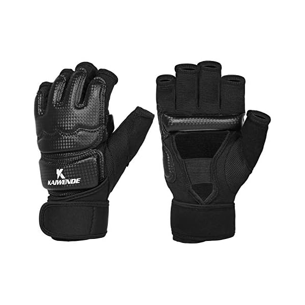 KAIWENDE-Half-Finger-Kickboxing-Gloves-Also-Fit-for-Taekwondo-SparringTraining-Light-Workouts-Muay-Thai-Martial-ArtsKarav-MAGAKarateShadow-BoxingCardio-Kickboxing-ClassCombat-Class Half Finger Kickboxing Gloves - Also Fit for Taekwondo Sparring,Training Light Workouts, Muay Thai, Martial Arts(Karav MAGA),Karate,Shadow Boxing,Cardio Kickboxing Class,Combat Class (Black, XL)