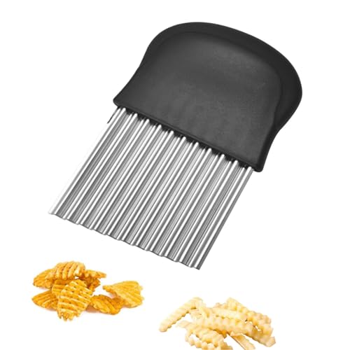 AQSQWQ Coupe Pomme de Terre, Couteau ondulé Coupe Frites, Couteau à Frites en Forme d'onde en Acier Inoxydable, Coupe-légumes, Couteau Dentelé pour...
