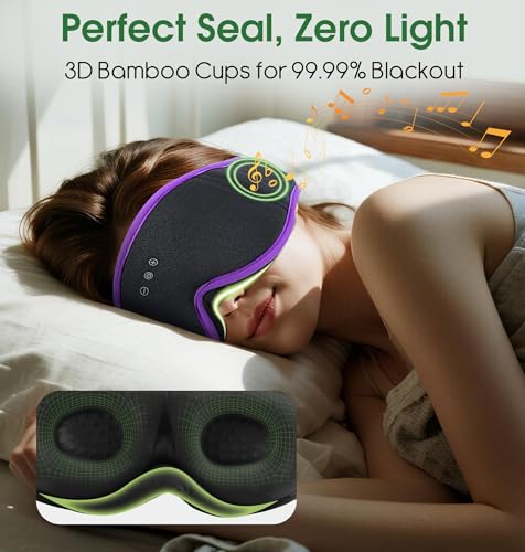 Image of LC-dolida 2 Pack Bluetooth Sleep Mask, Bamboo Cotton 3D Blackout Contoured Bluetooth Sleep Headphones, Sleeping Eye Mask with 5.4 Bluetooth Headphones, Eye Sleep Mask for Side Sleepers, Black