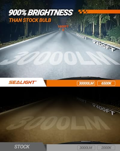Image of SEALIGHT H7 Bulbs, 30000LM Super Brighterness 1:1 Mini Size, 6500K Cool White H7 led Fog Lights with 15000RPM Cooling Fan, Truly Plug And Play, Powersports Accessory Light Kits, Pack of 2