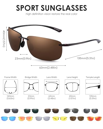 Image of JIM HALO Sport Sunglasses Men Womens TR90 Rimless for Driving Running Golf | Polarized /Non polarized,Lightweight,17g /0.6oz,Rectangle,Wrap Around,Cycling,Fishing,Outdoor Activities
