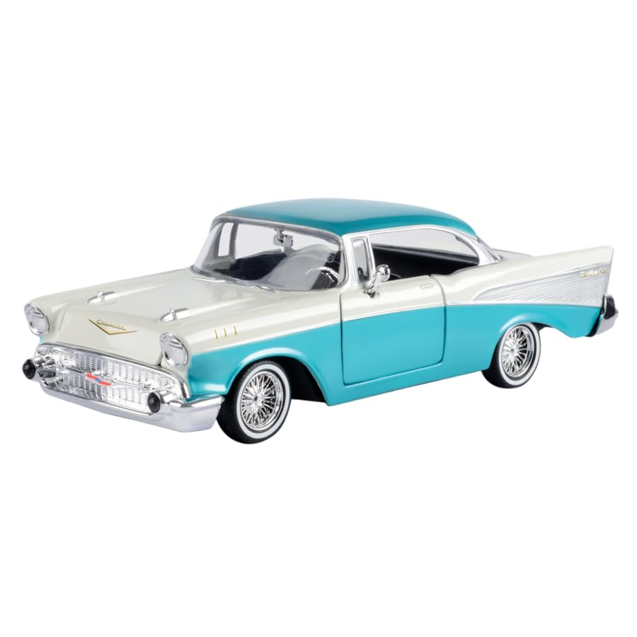 モーターマックス 1957 シェビー ベルエア ローライダー 1/24サイズ Amazon.com: 1957 Chevy Bel Air Lowrider Turquoise Metallic
