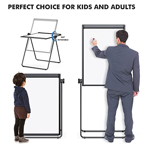 Image of Lifekrafs Stand Whiteboard, Double-Sided Dry Erase Board, Flipchart Holder, Portable Height Adjustable Easel, 360 Rotation Design Board for Office, School, Drawing, Home Tuition, Restaurant, etc.,
