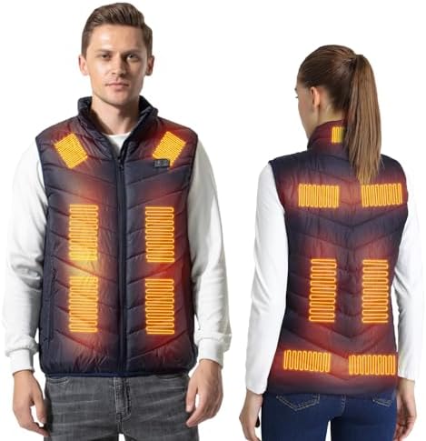 Armorget Heated Vest for Men Women, Heated Sleeveless Vest with USB Plug, 3 Temperature Adjustable, 13 Heating Zones, Lightweight Thermal Vest for Hiking, Cycling 3XL Blue (Power Bank not Included