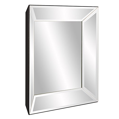 Howard Elliott Vogue Inward Square Hanging Wall Or Vanity Mirror, Mirrored Frame, 24 x 24 Inch