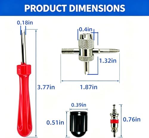 Jeieuia 62Pcs Valve Core Remover Tool,30 PCS Valve Cores,30 PCS Tire Valves Caps,1Pcs Valve stem Removal Tool,1 PCS 4-Way Valves Tool,Suitable for mostcars,Pickup Trucks,Vans,Motorcycles,Campers - 1