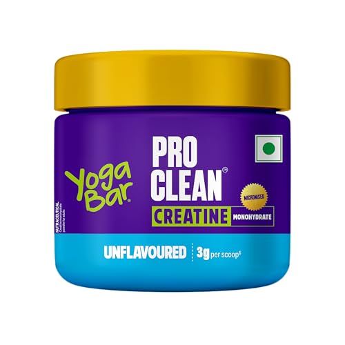 Yoga Bar Pro Clean Creatine Monohydrate | Micronised | Unflavoured | 3g Per Scoop | 100g | Easy Mix Formula for Fitness and Strength Support
