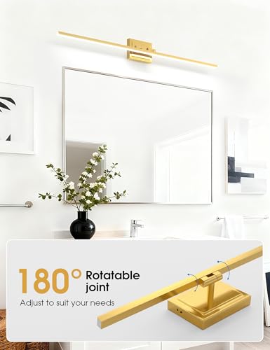 Image of VOLISUN Bathroom Vanity Light 48 inch, 30W Dimmable 5CCT Led Bathroom Light Fixture Over Mirror, Gold Bar Vanity Light for Bathrooms-ETL Certificated