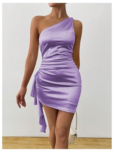 Image of GORGLITTER Women's Sexy Birthday Mini Dresses Asymmetrical Going Out Club Party Vegas Dinner One Shoulder Fringe Dress