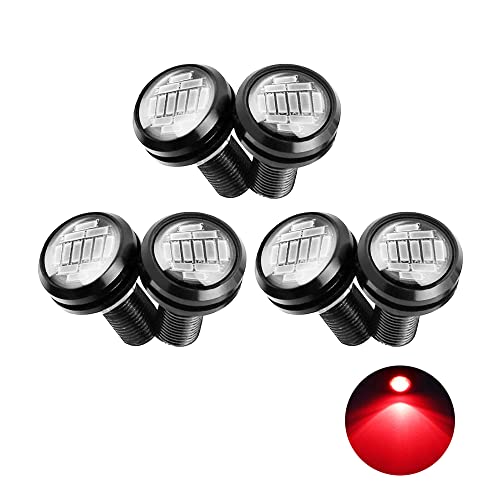 OtpOutopa Eagle Eye LED Lights, DIY Ultra Thin 23mm 12SMD Daytime Running Lights Reverse Brake Turn Signal Light Tail Backup Lights Marker Lights for Car Motorcycle Truck RV Boat 12V (Red,6PCS)