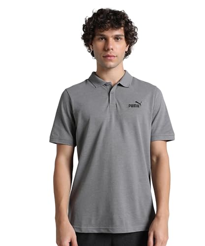 Puma Men’s Cotton Solid Regular Fit Polo T-Shirt (684353_Medium Gray Heather M)