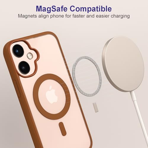 Image of AIBEX Clear Mag-Saf Case for iPhone 16 Plus - 1,500 G Strong Magnetic Lock, Crystal-Clear Anti-Yellowing Back | Military-Grade Drop Protection | Camera Guard, Slim & Lightweight - Brown