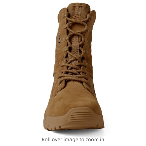 Image of Women's Tactical Boots, Motorcycle Combat Boots for Women | 8-inch work boots, side zipper; lightweight, breathable, water-resistant. For police, security, EMT, motorcycle