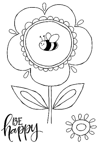 Woodware Jane Gill-Petal Doodles Stamp set-Be Happy, 4 x 6 inches, Clear
