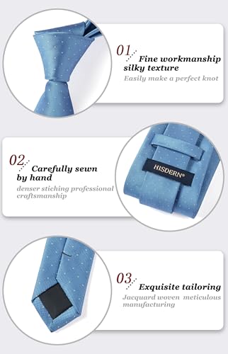 Image of HISDERN Polka Dot Ties for Men Classic Silk Ties and Pocket Square Formal Business Necktie Handkerchief Wedding Party