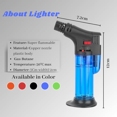 Image of Partish Gas Lighter for Kitchen, Gas Stove, Windproof Blow Torch Jet Lighter for BBQs, Bonfire, Candle, Easy to Use, Multicolor, Pack of 1