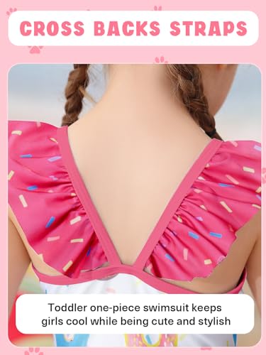 Image of Girls One Piece Swimsuits Toddler Cute Ruffle Bathing Suits Quick Dry Beach Swimwear Size 2-7 Years